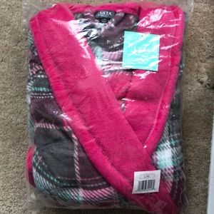 Pink and gray plaid robe